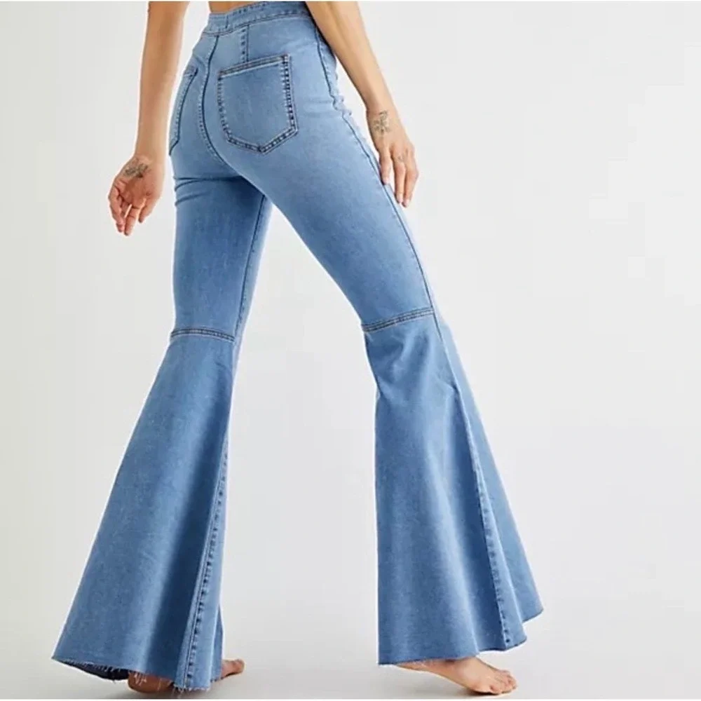 Free People Just Float On Flare‎ Jeans Light Wash High Rise Bell Bottom 28
